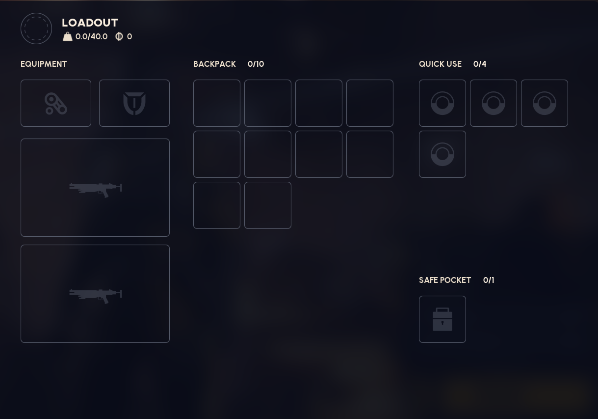 Example empty ARC Raiders inventory
